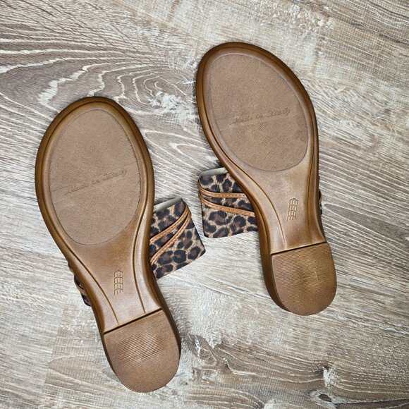 Italian Shoemakers Womens Leopard Print Sandals Size 8 Leather Slip-On - Picture 2 of 3